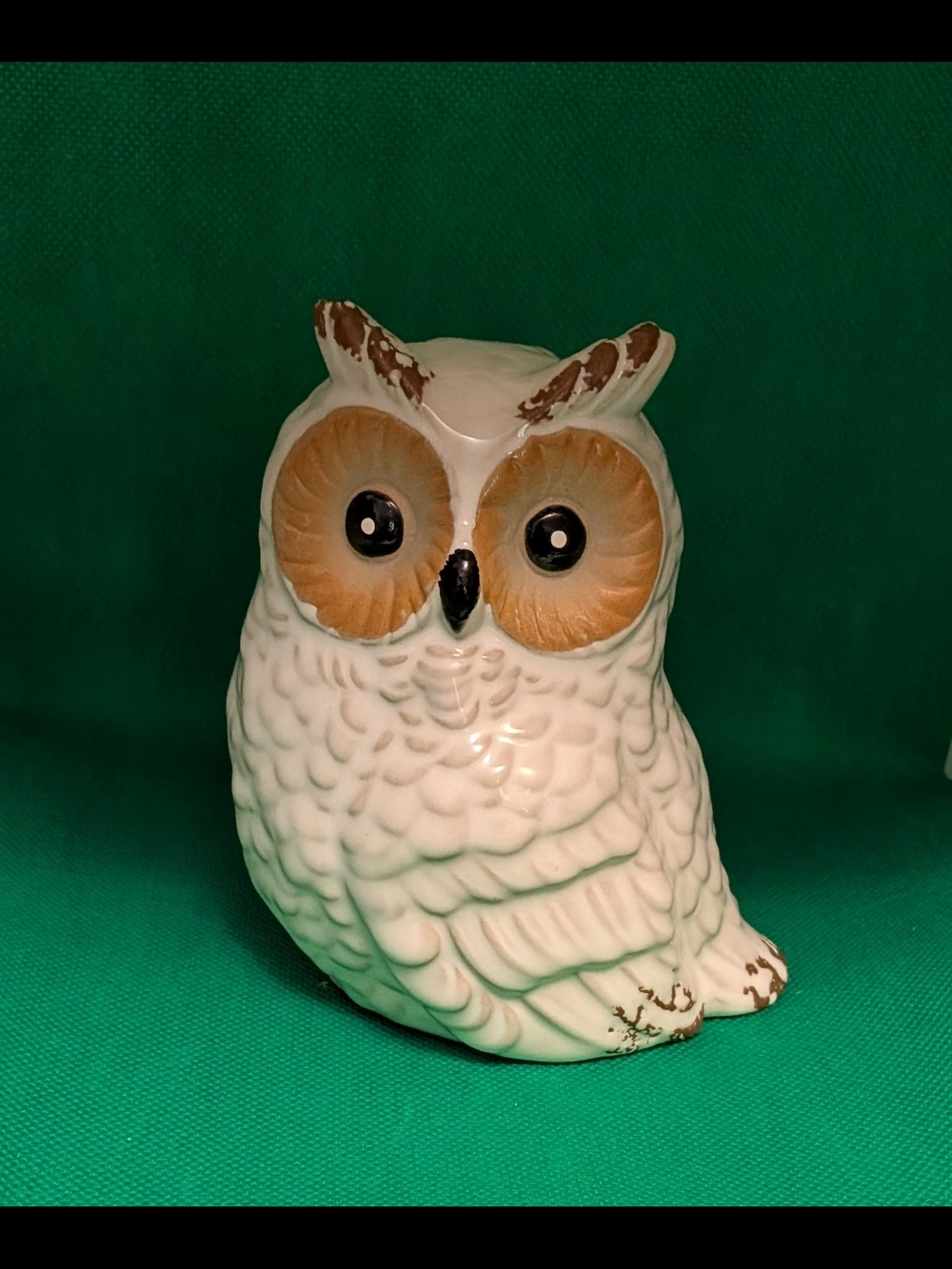 Cracker Barrel White and Brown Ceramic Owl Figurine